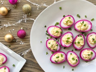 Beet pickled deviled eggs